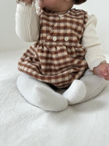 Maple check rompers