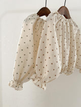 Dot shirring blouse