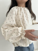 Dot shirring blouse