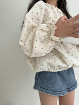 Dot shirring blouse