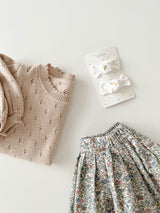 Eyelet puff knit tops