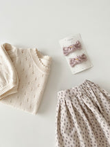 Eyelet puff knit tops