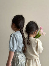 Eyelet puff knit tops