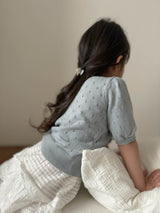 Eyelet puff knit tops