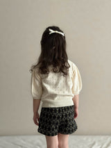 Eyelet puff knit tops