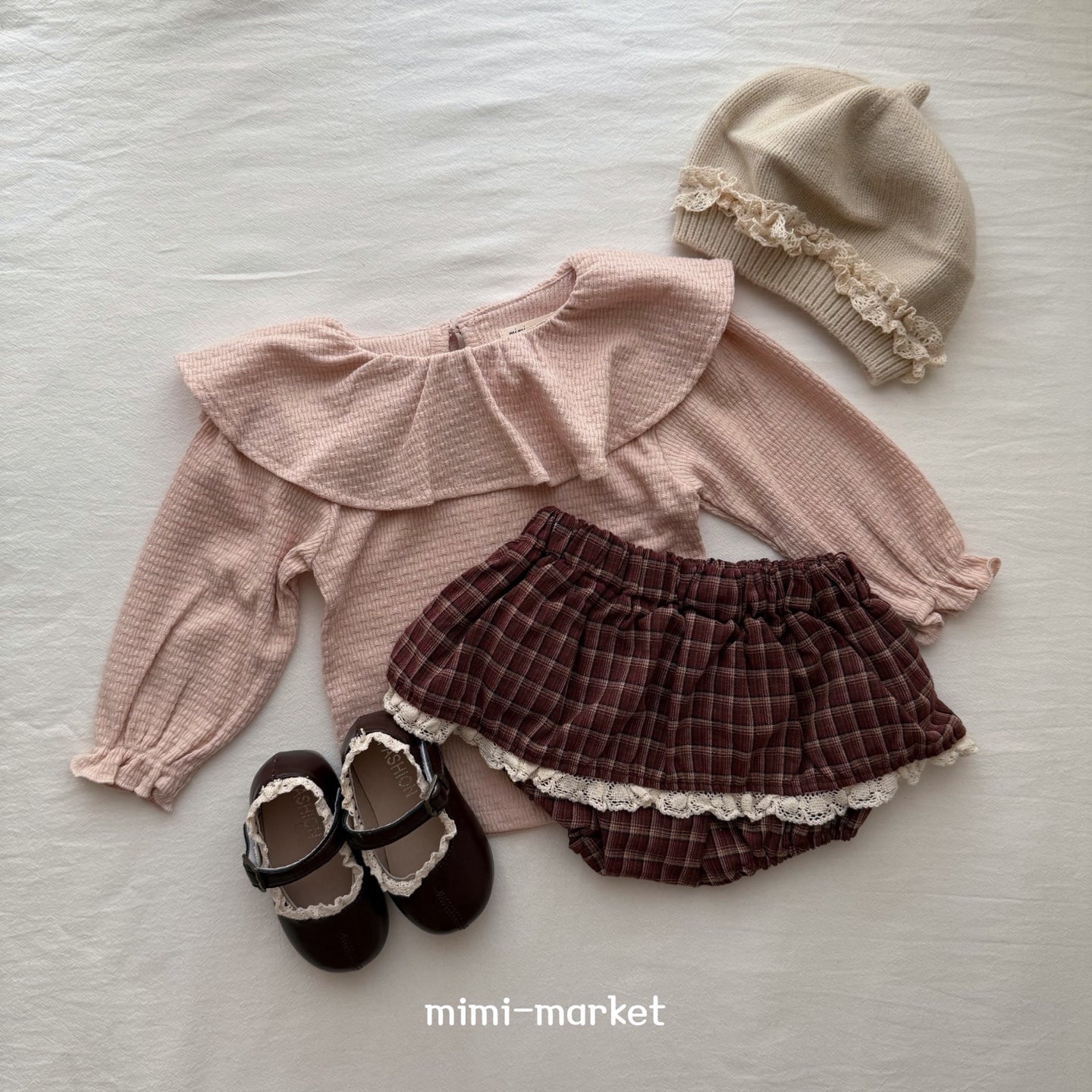 ［mimi market］Check lace cancan bloomer