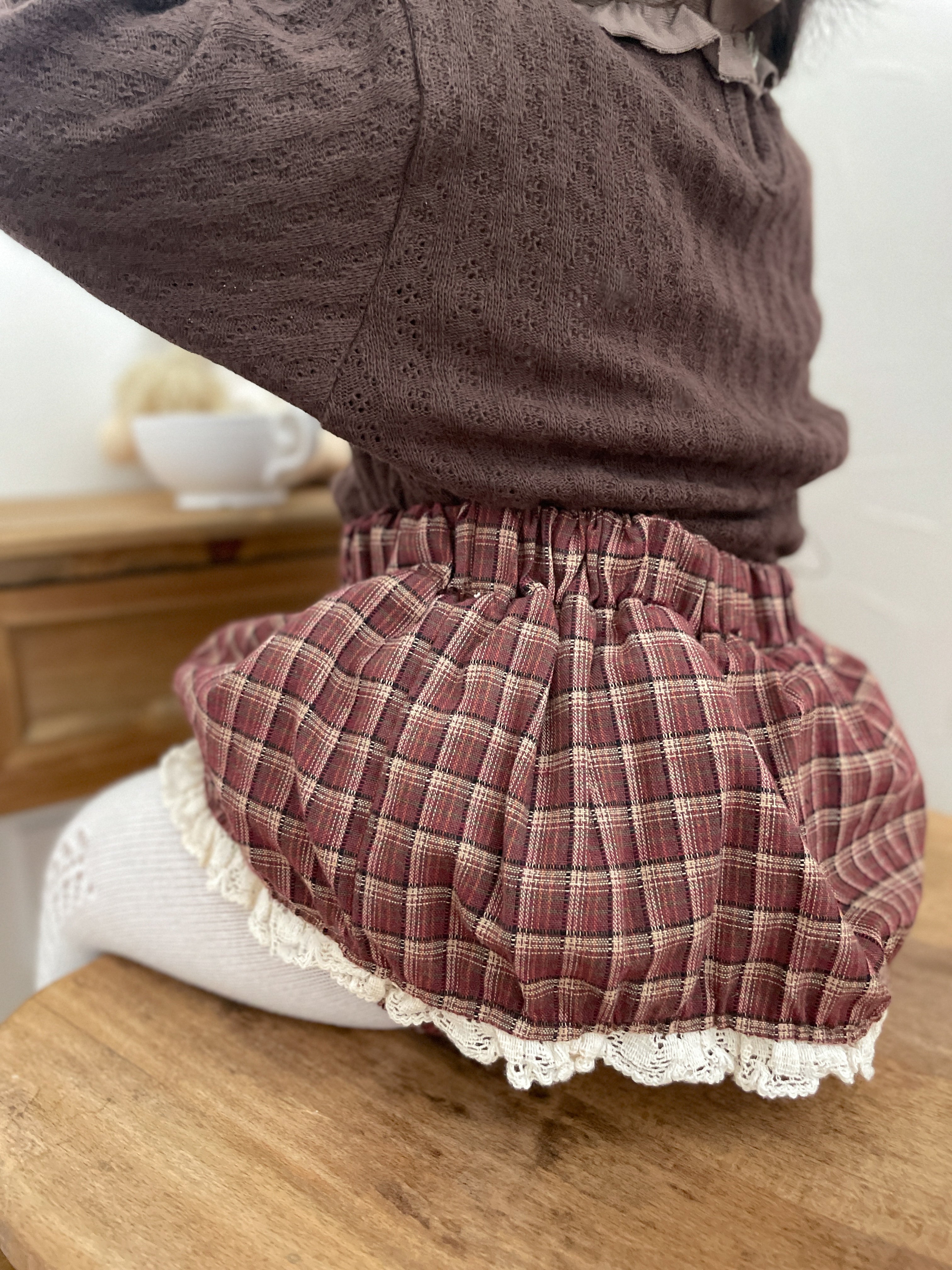 ［mimi market］Check lace cancan bloomer