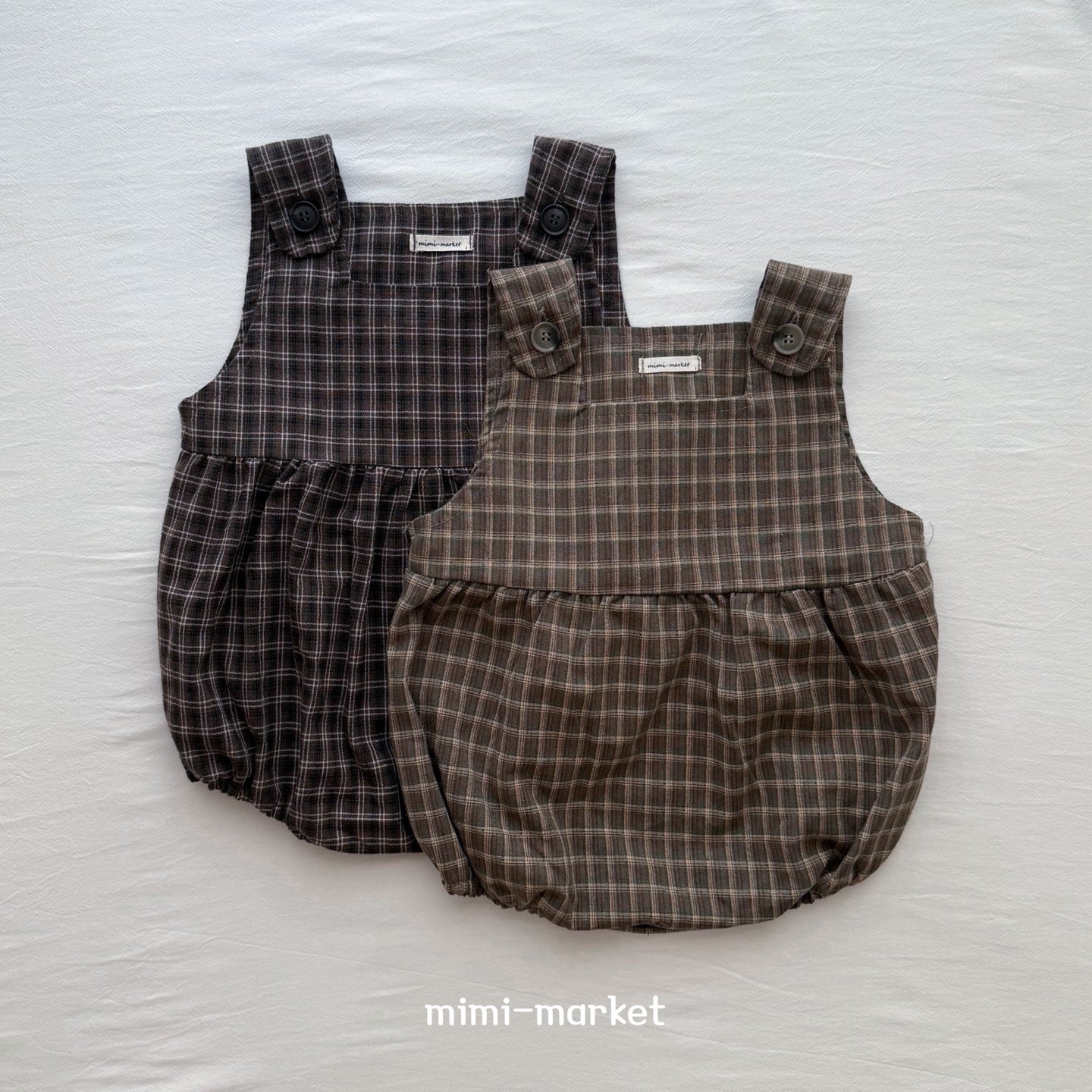 ［mimi market］Check suspender rompers