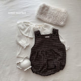 ［mimi market］Check suspender rompers