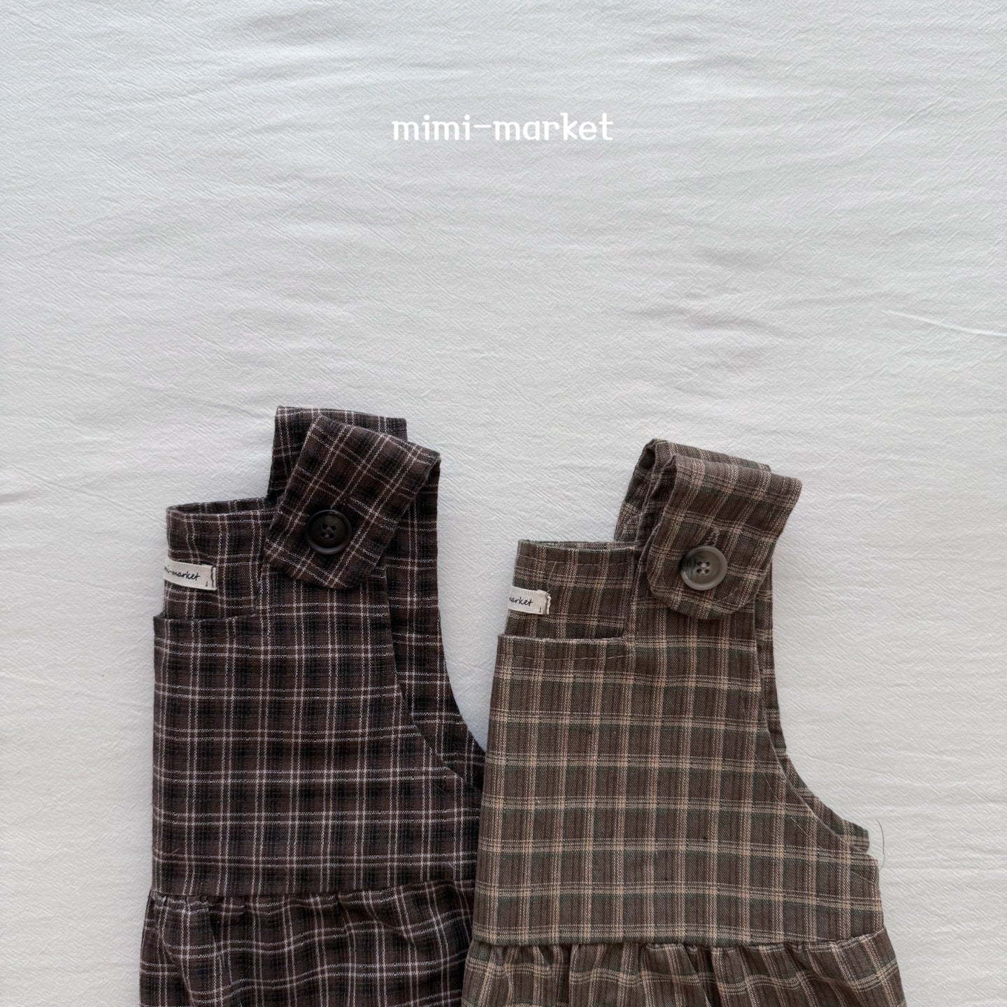 ［mimi market］Check suspender rompers