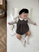［mimi market］Check suspender rompers