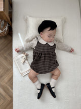 ［mimi market］Check suspender rompers
