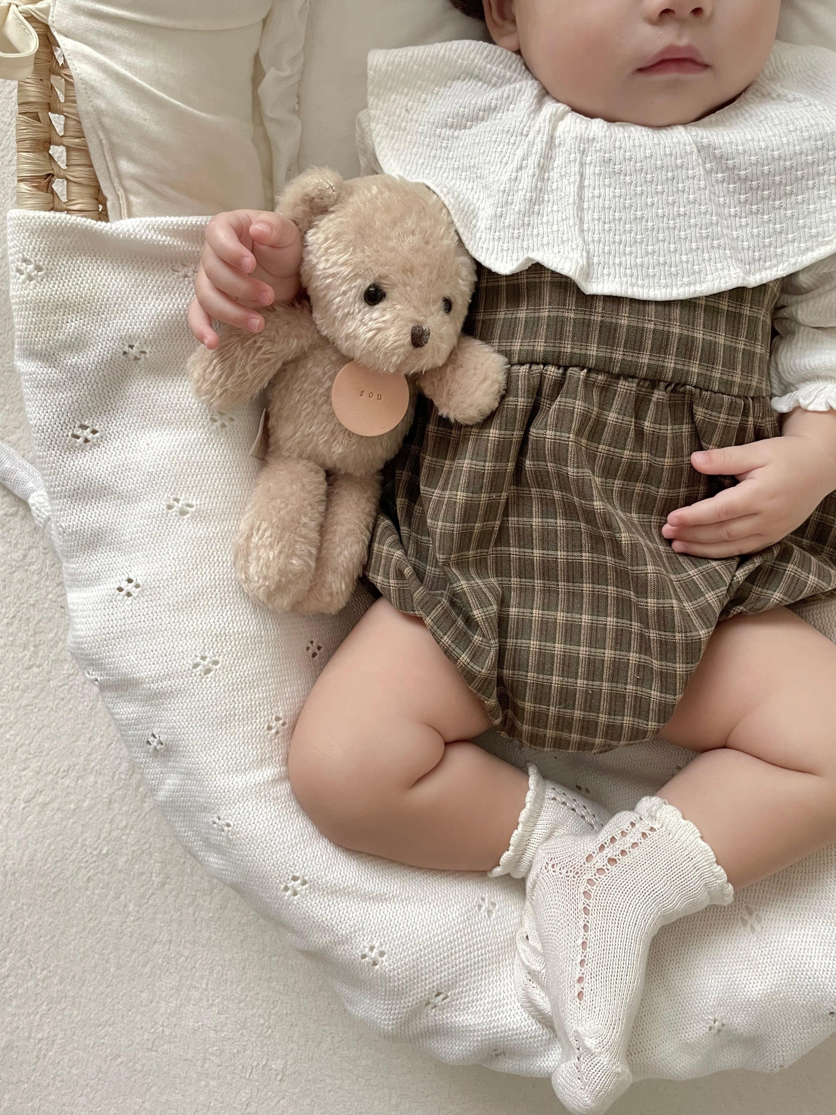 ［mimi market］Check suspender rompers