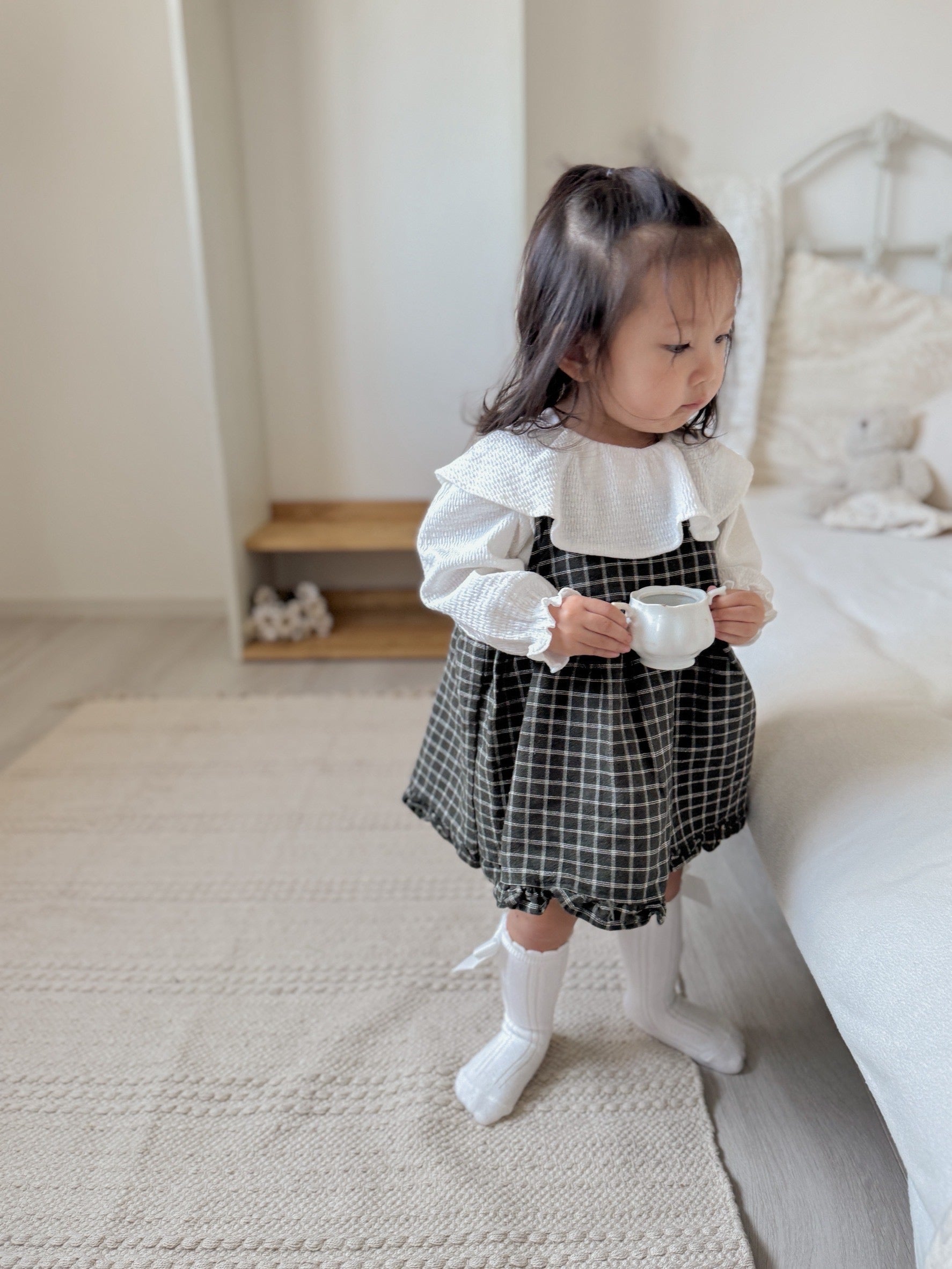 ［mimi market］Check frill one-piece