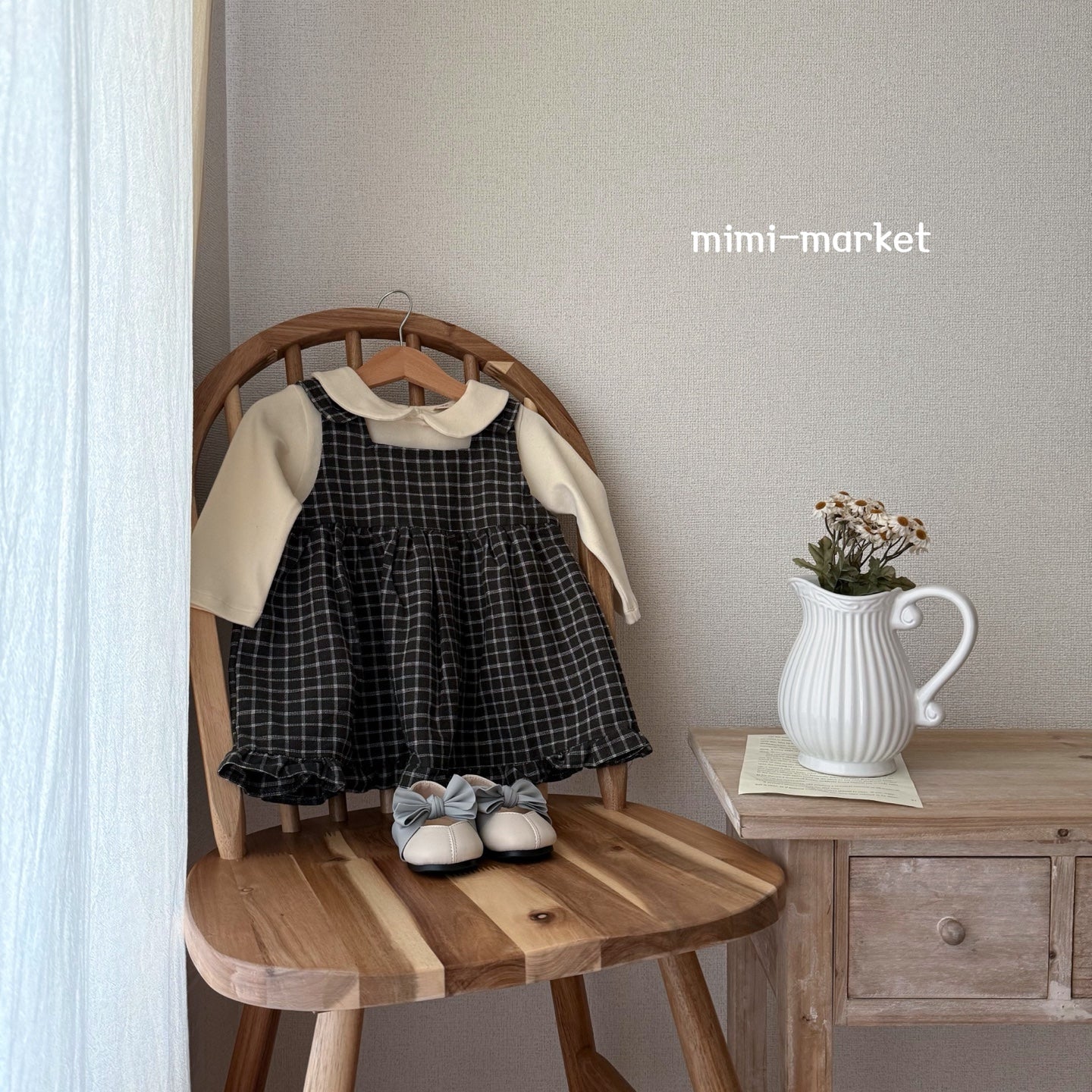 ［mimi market］Check frill one-piece
