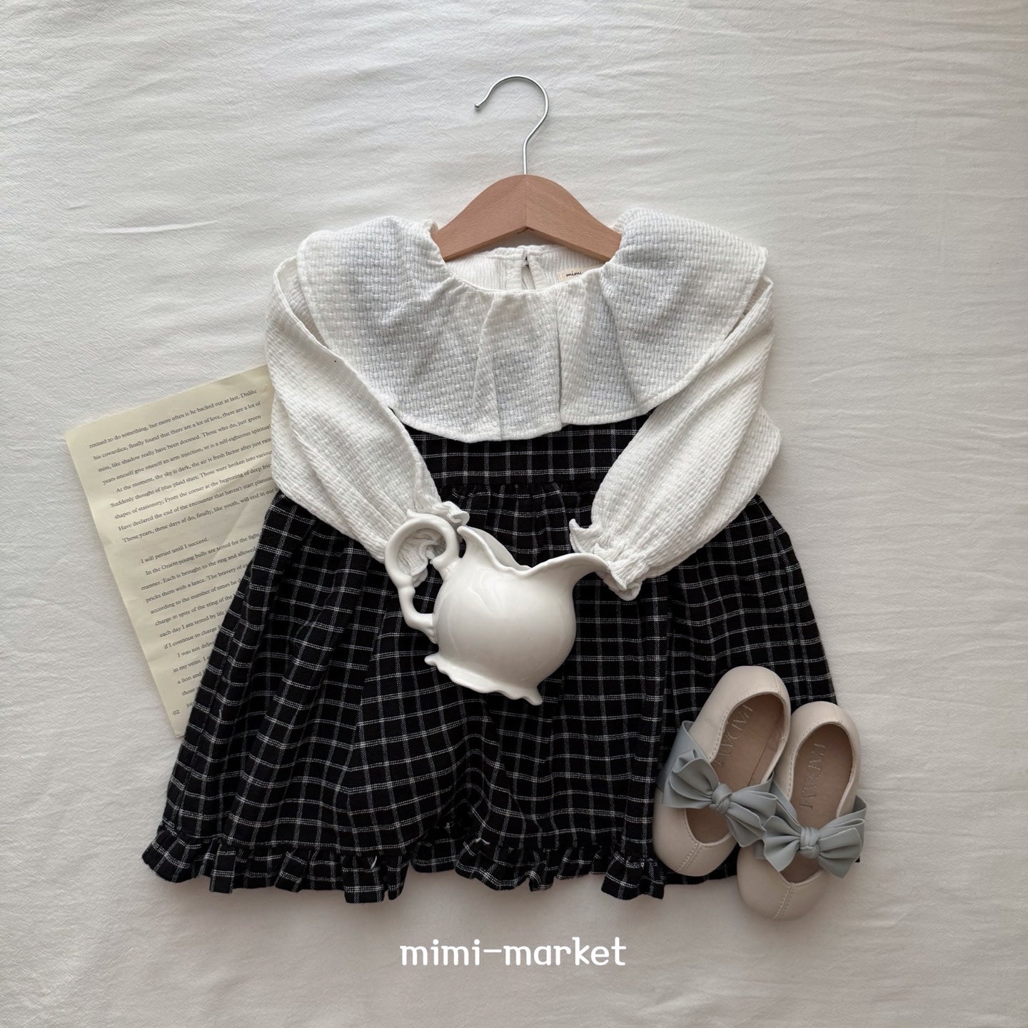 ［mimi market］Check frill one-piece