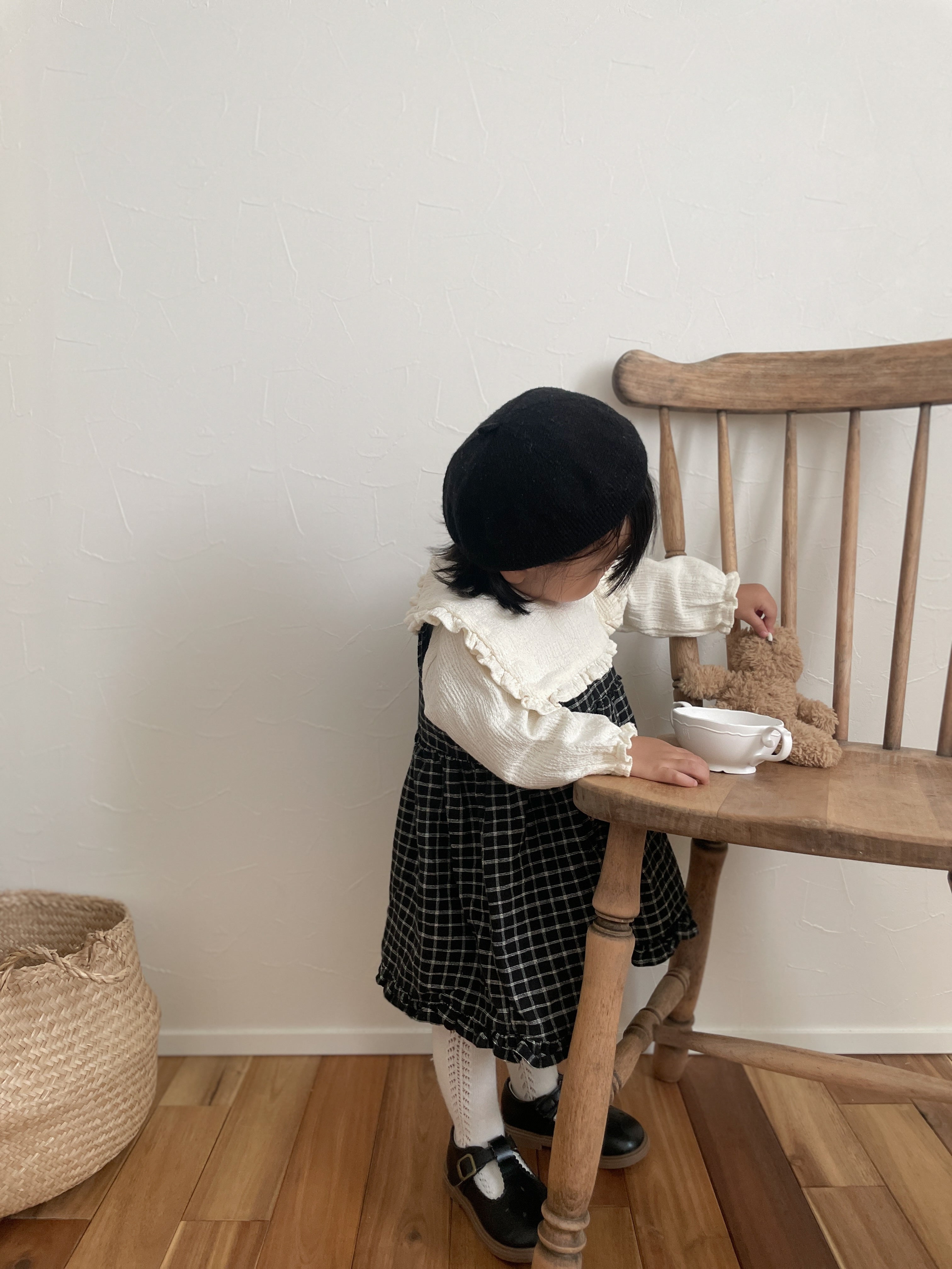 ［mimi market］Check frill one-piece