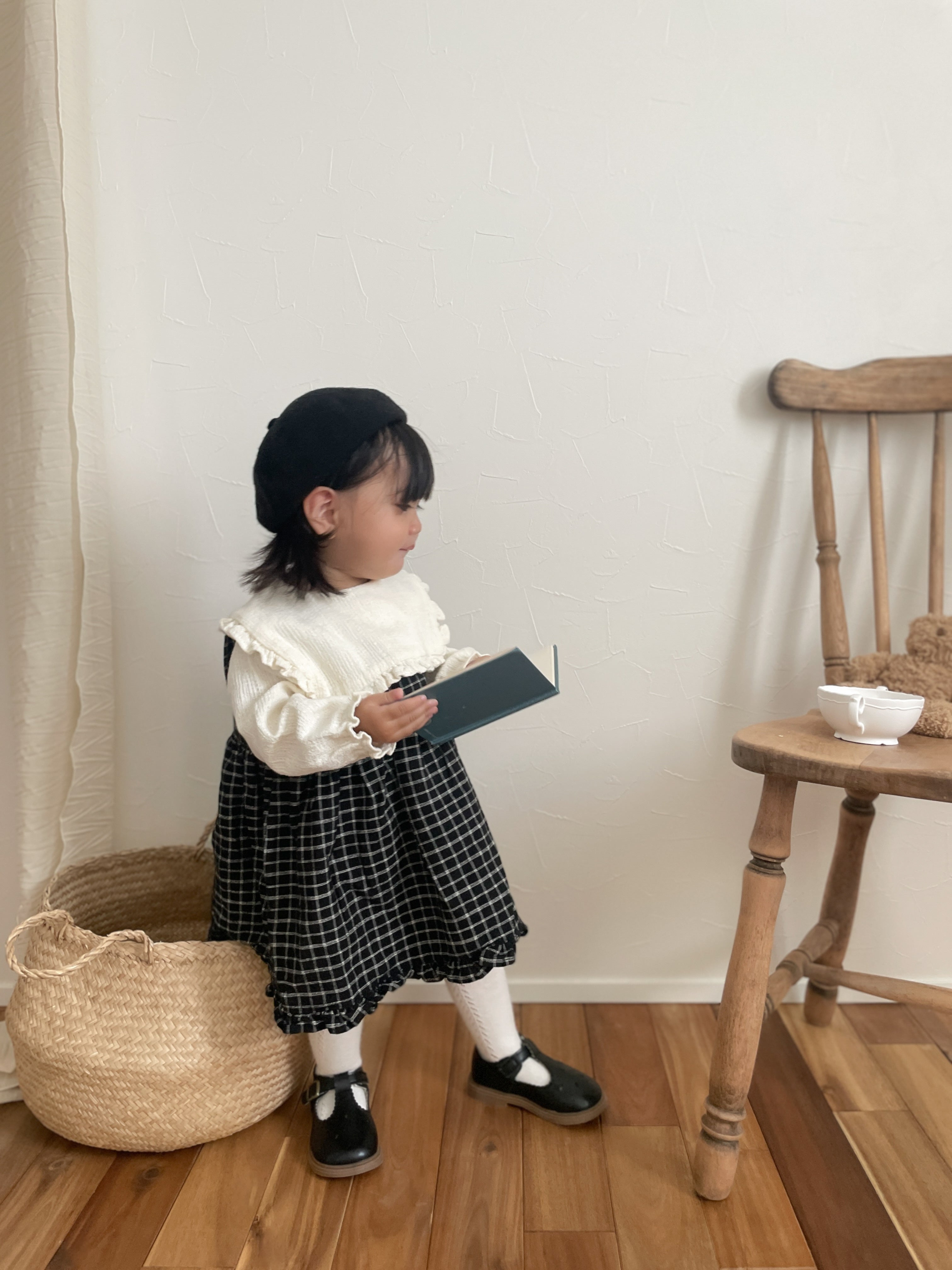 ［mimi market］Check frill one-piece