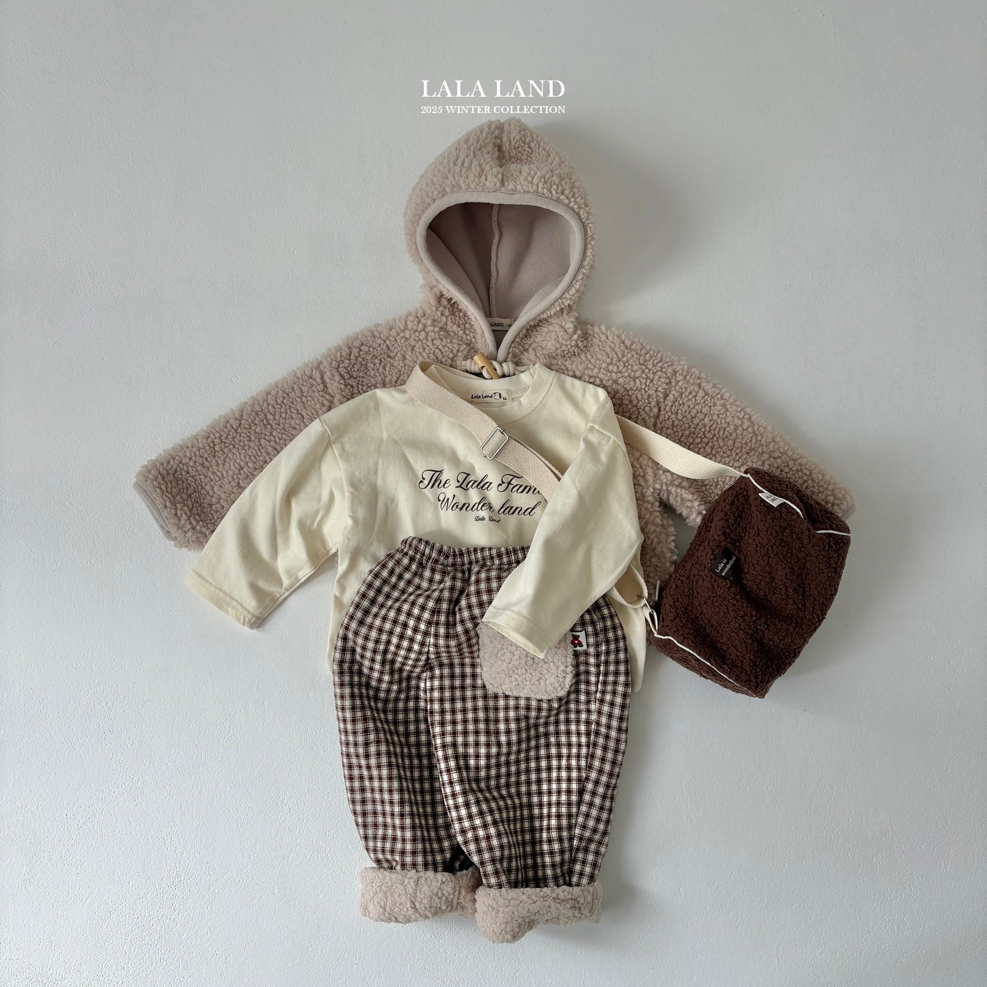 ［Lala land］Check boa pants (kids)