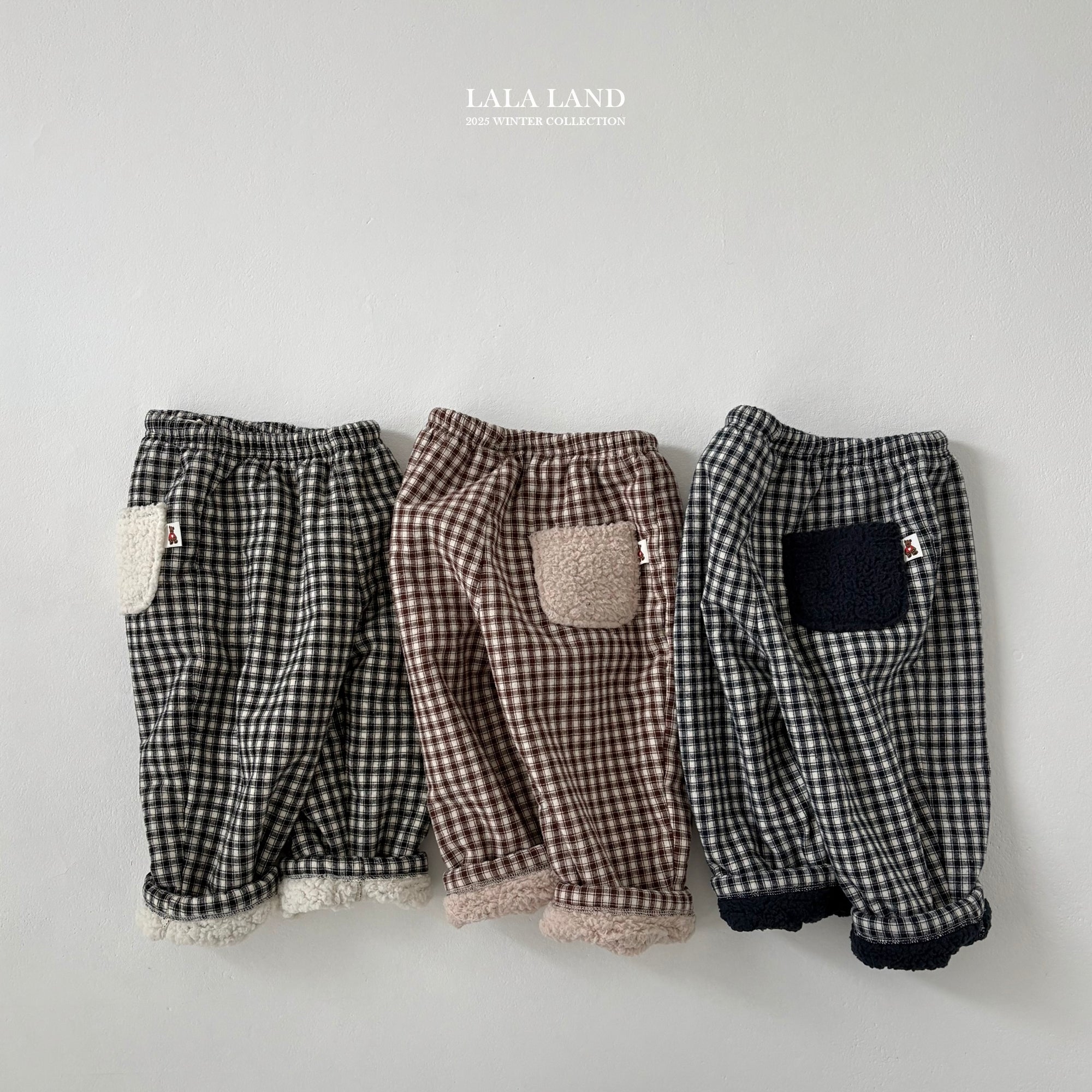 ［Lala land］Check boa pants (kids)