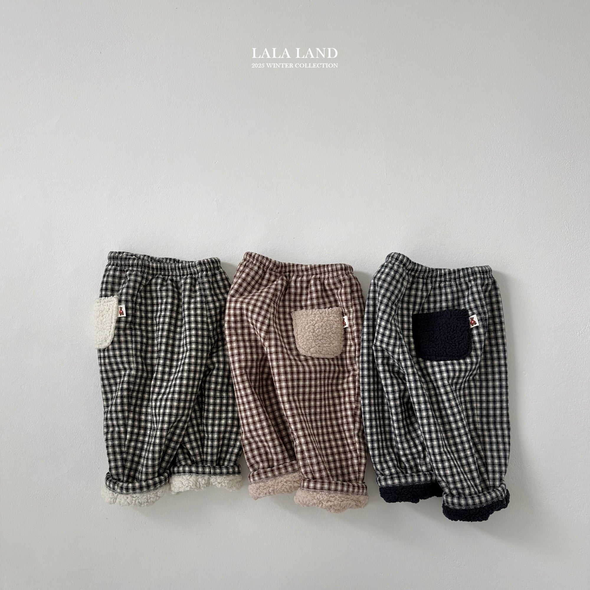 ［Lala land］Check boa pants (kids)