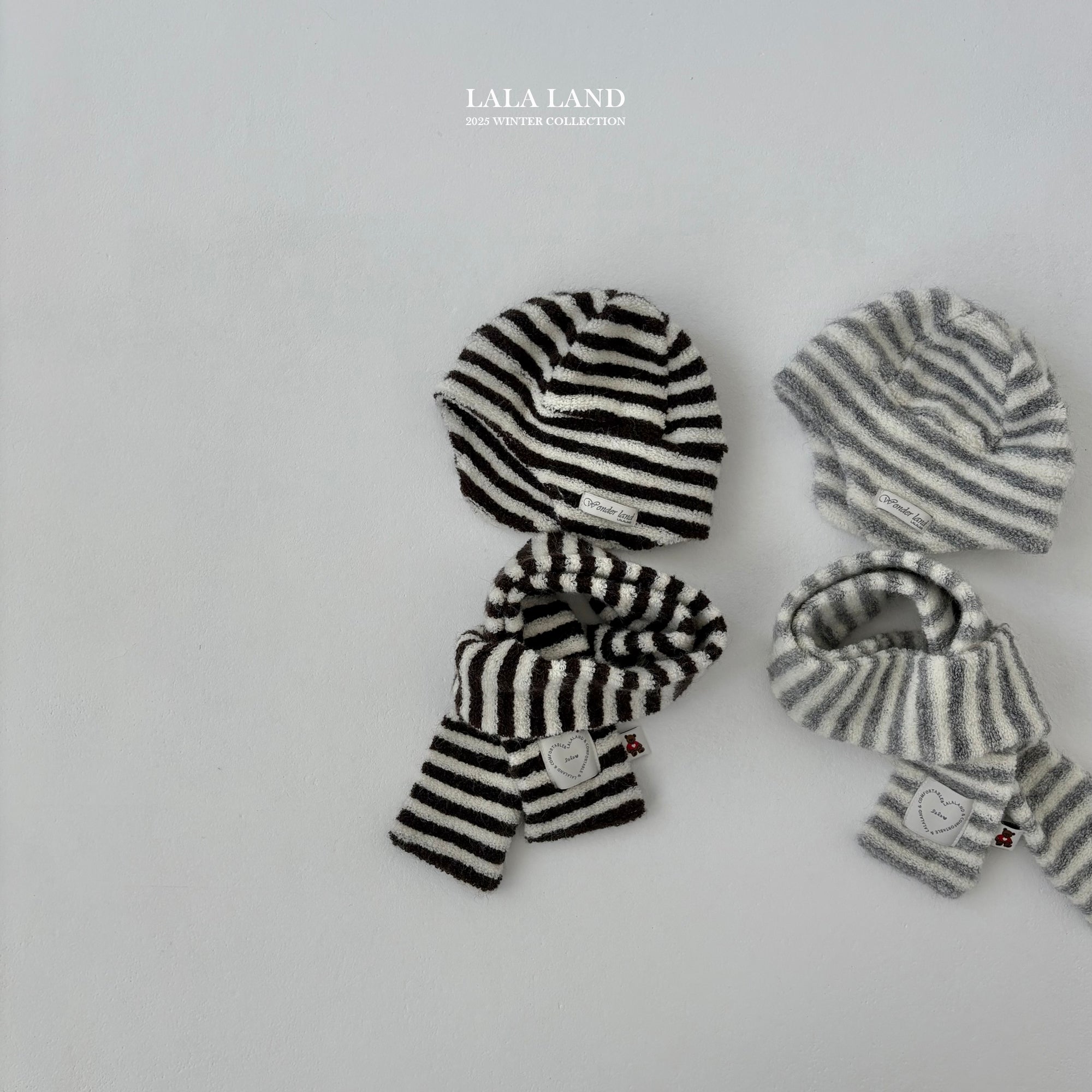 ［Lala land］Stripe ear flap beanie