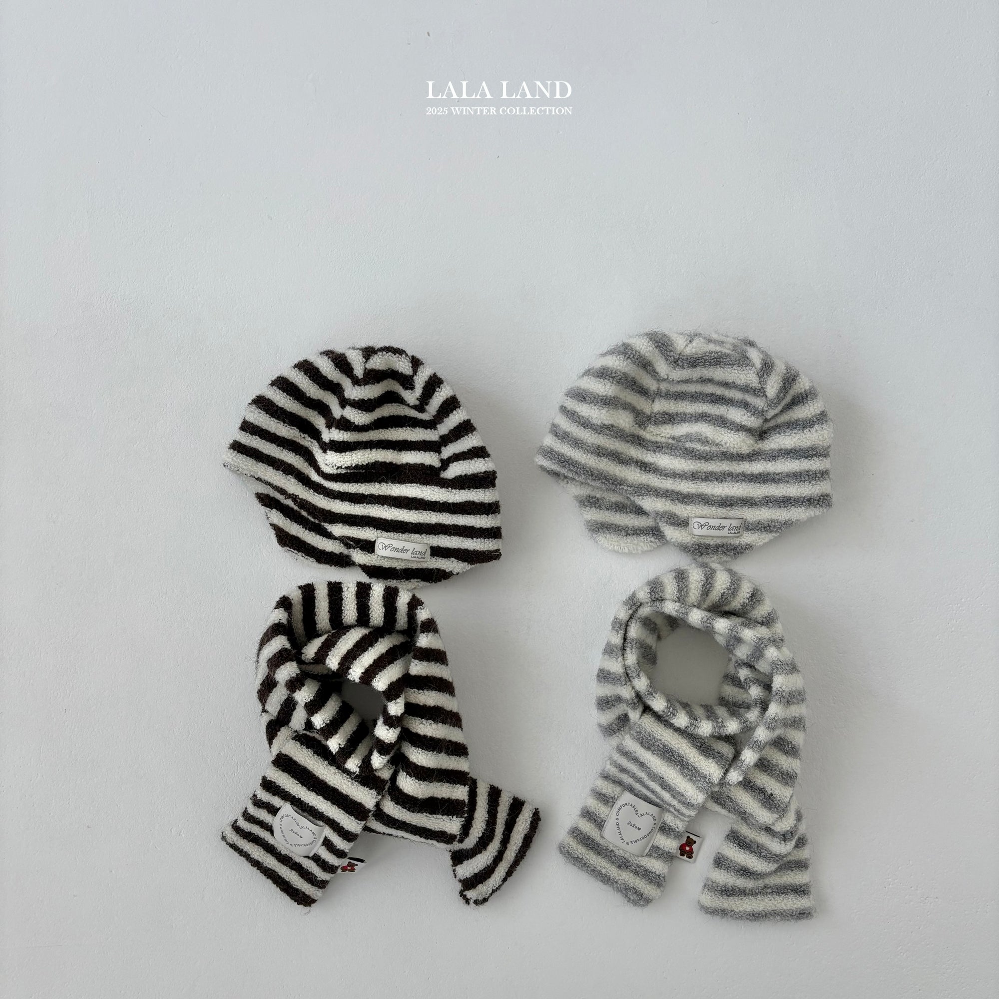 ［Lala land］Stripe ear flap beanie