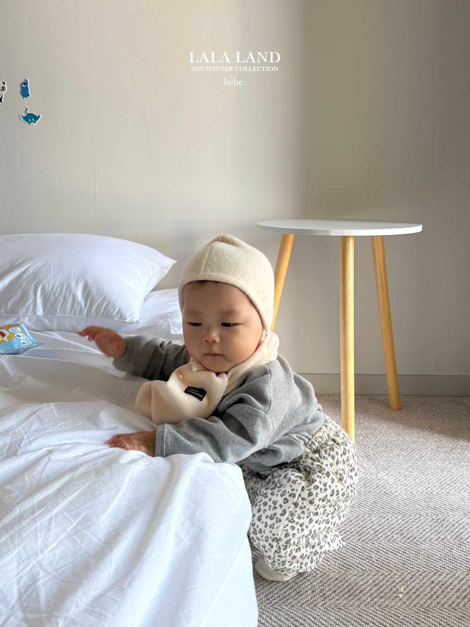 ［Lala land］Curly knit bonnet (baby)