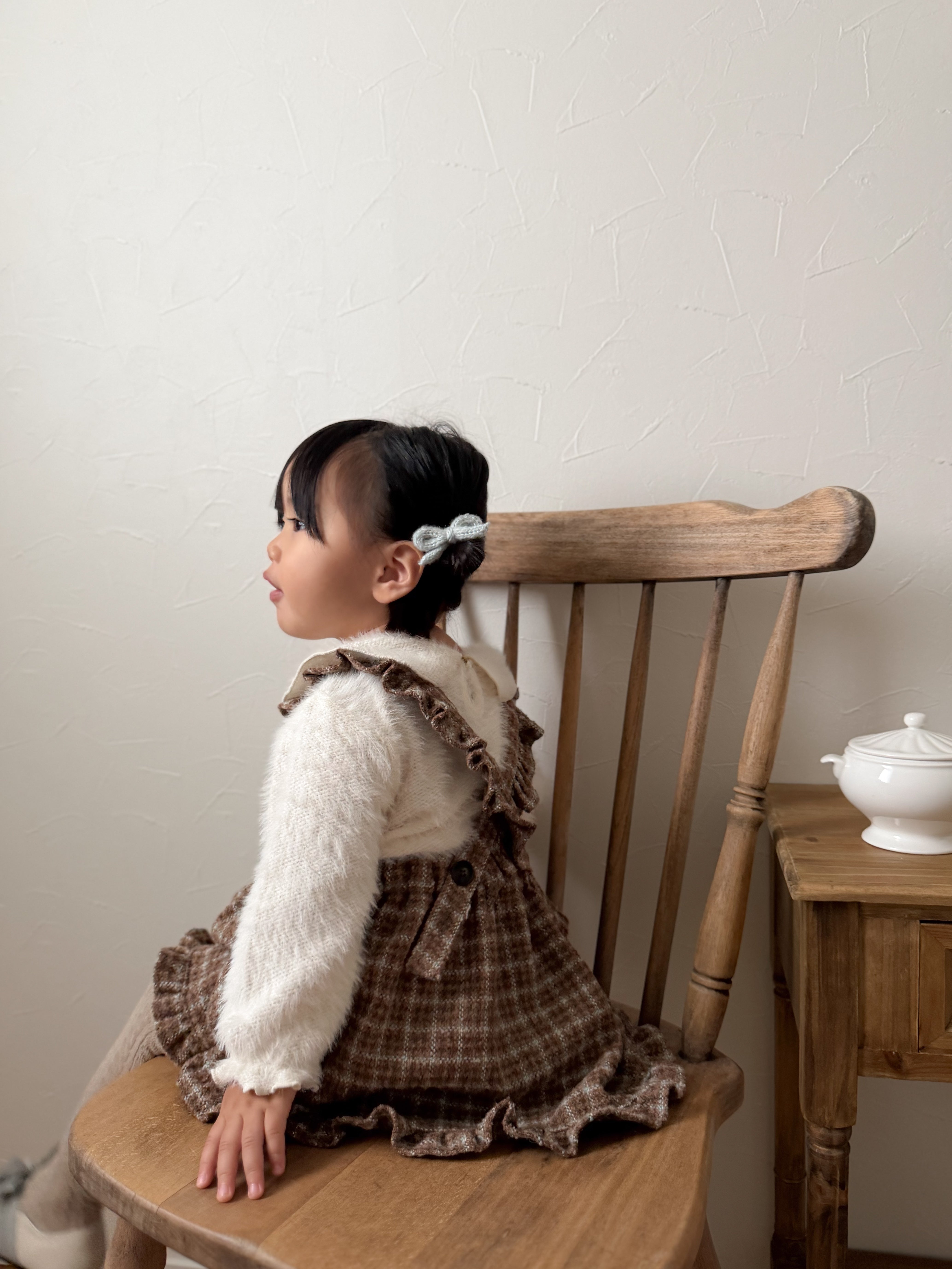 ［mimi market］Boucle apron one-piece