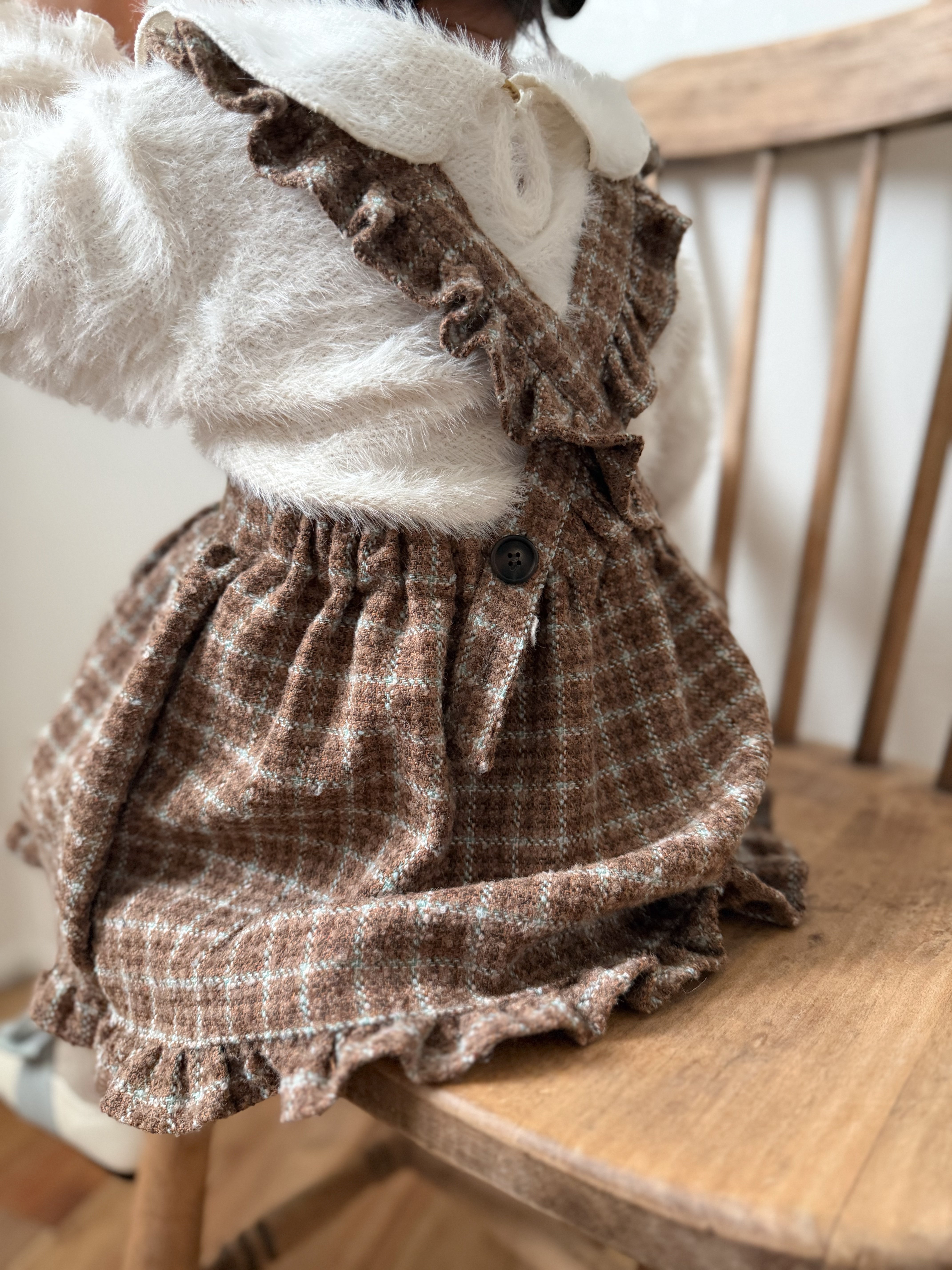 ［mimi market］Boucle apron one-piece