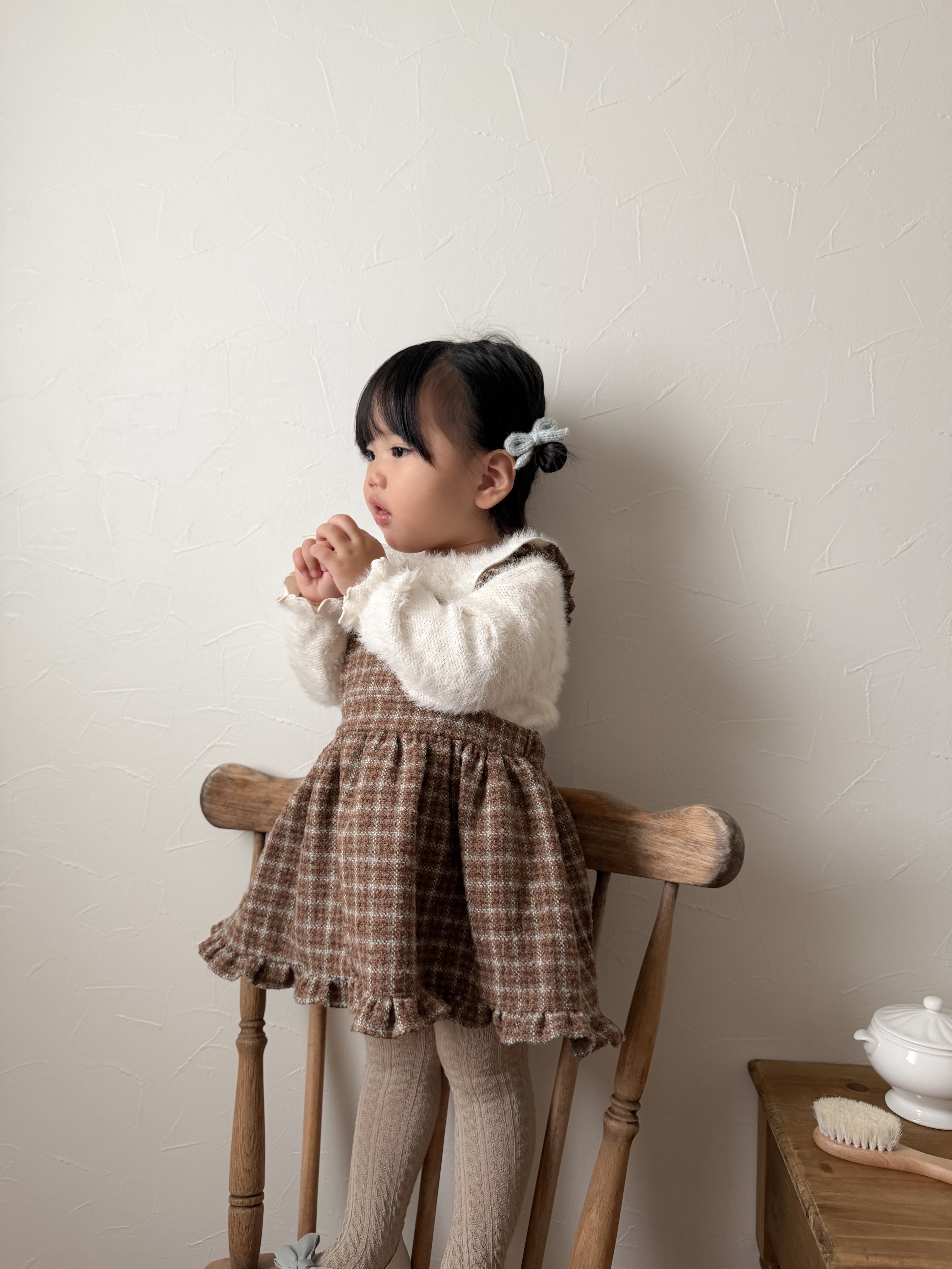 ［mimi market］Boucle apron one-piece