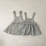 ［mimi market］Nua check apron one-piece