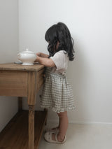 ［mimi market］Nua check apron one-piece