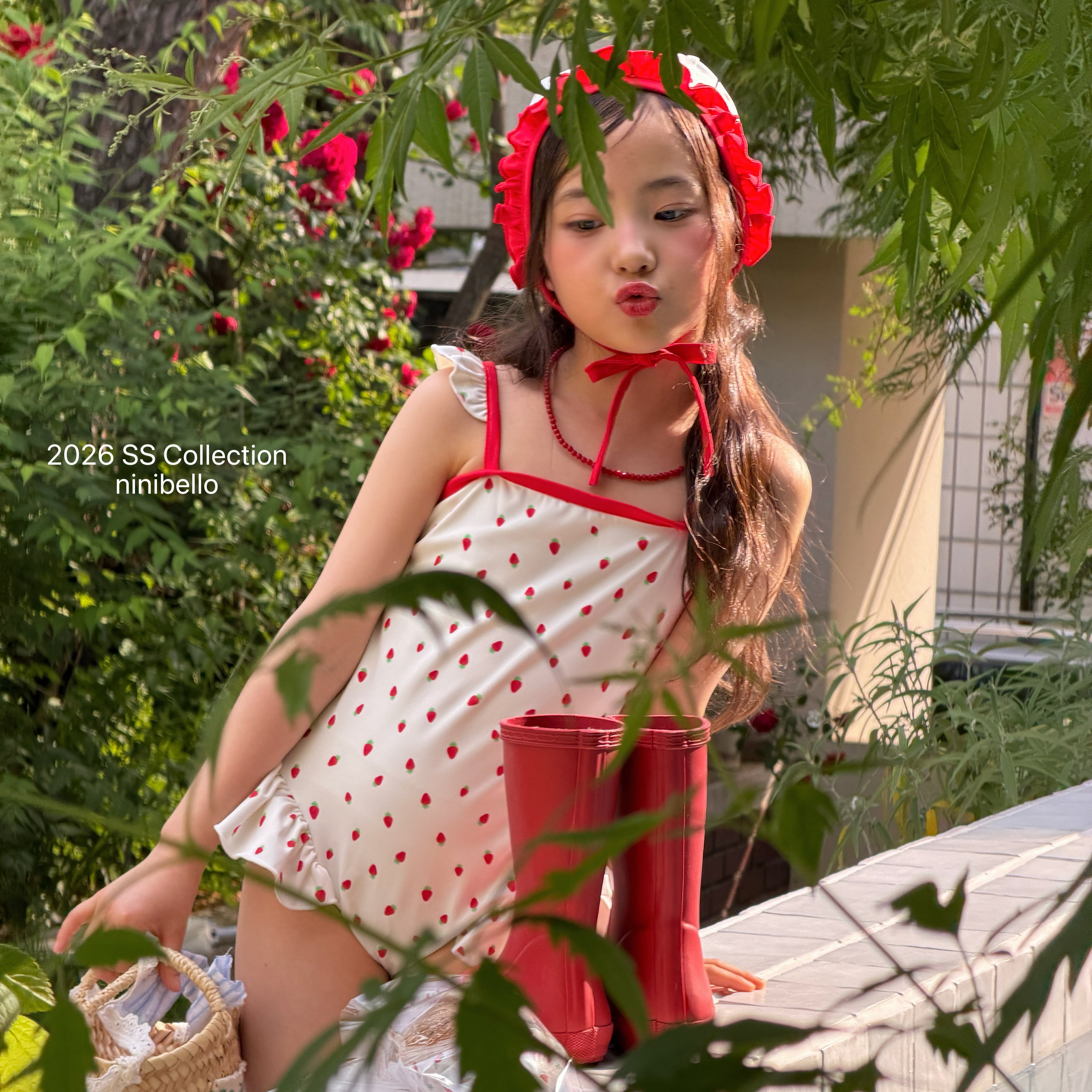 ［ninibello］Rozy berry swim wear set