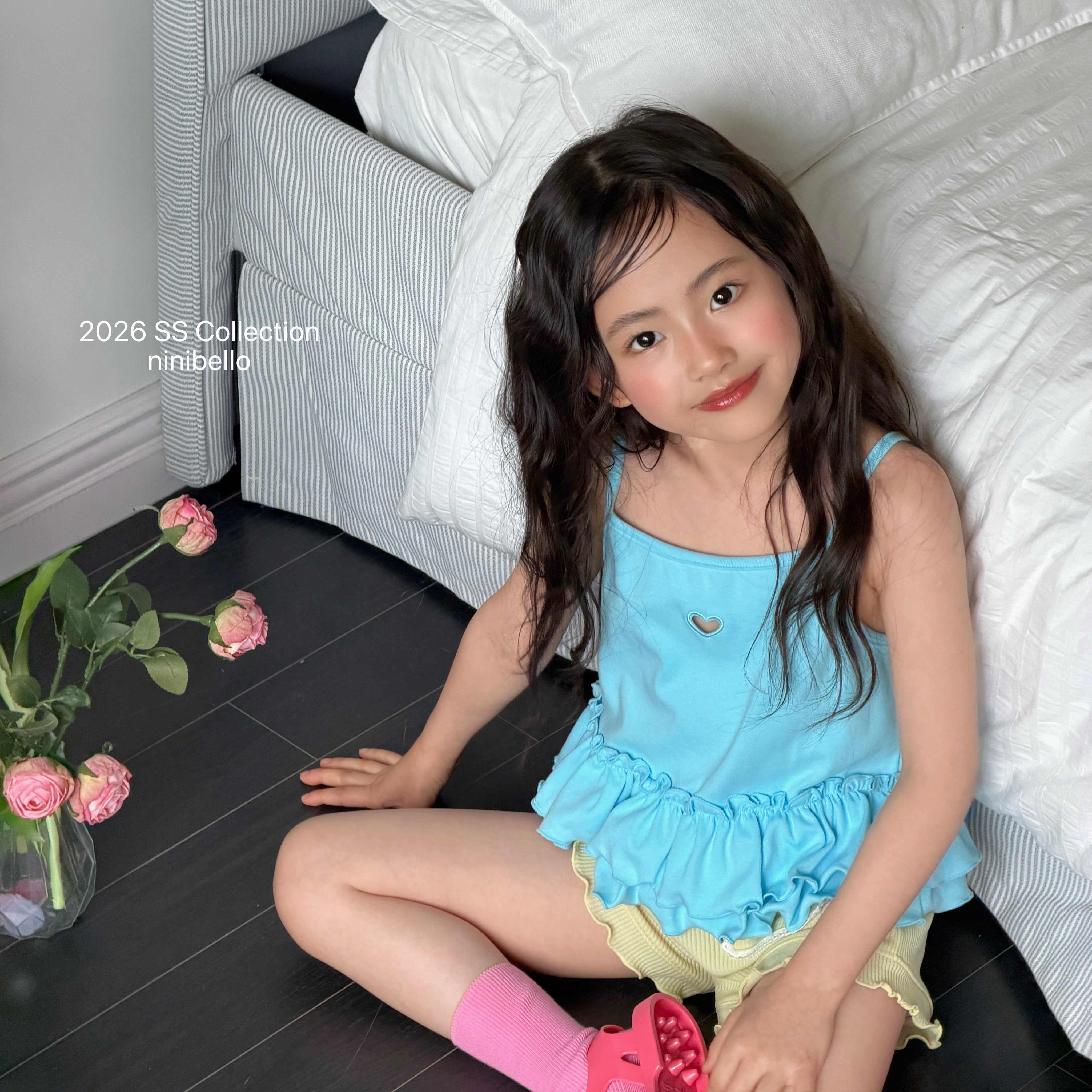 ［ninibello］Joy heart punching frill camisole