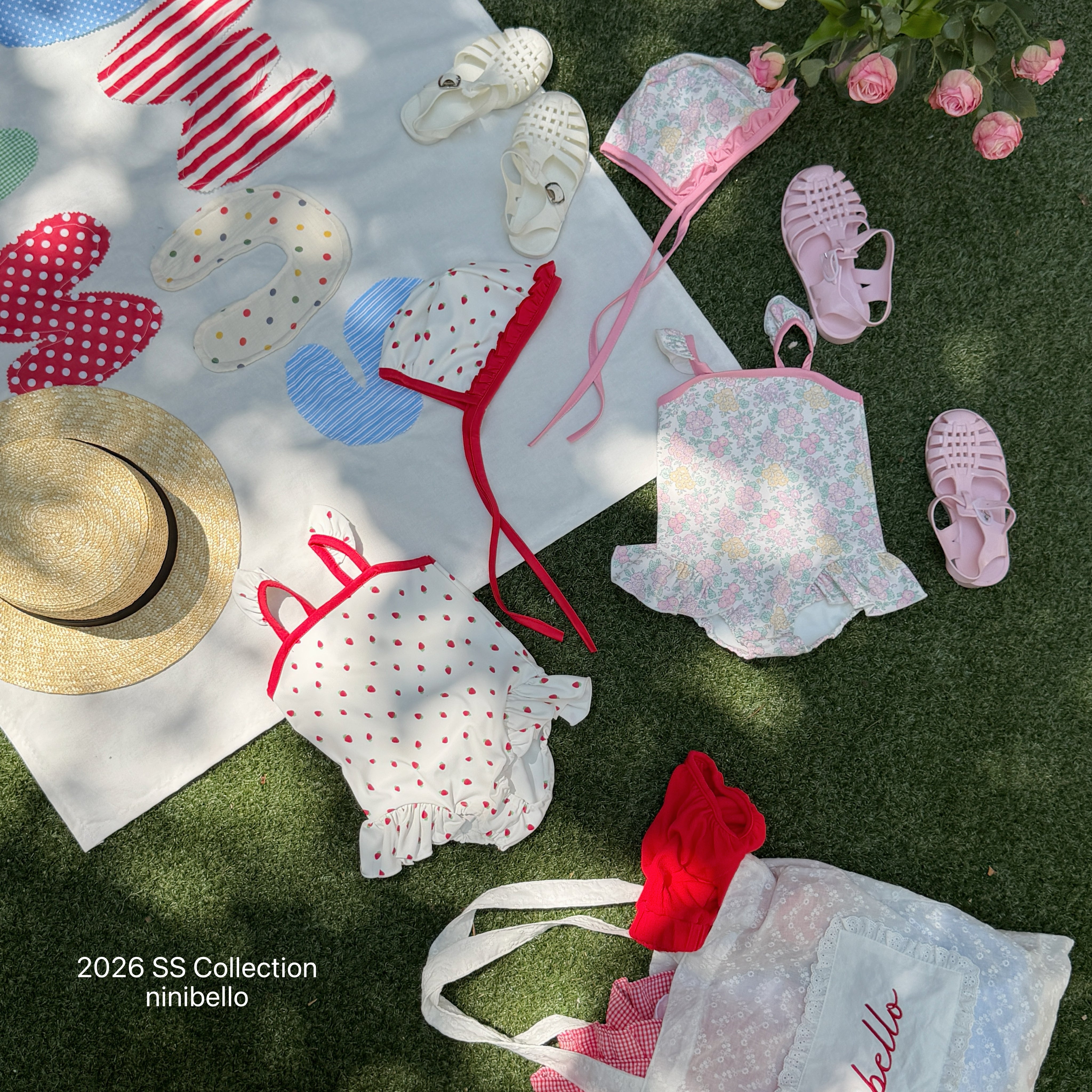 ［ninibello］Rozy berry swim wear set