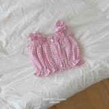 ［ninibello］Mychew check frill tops