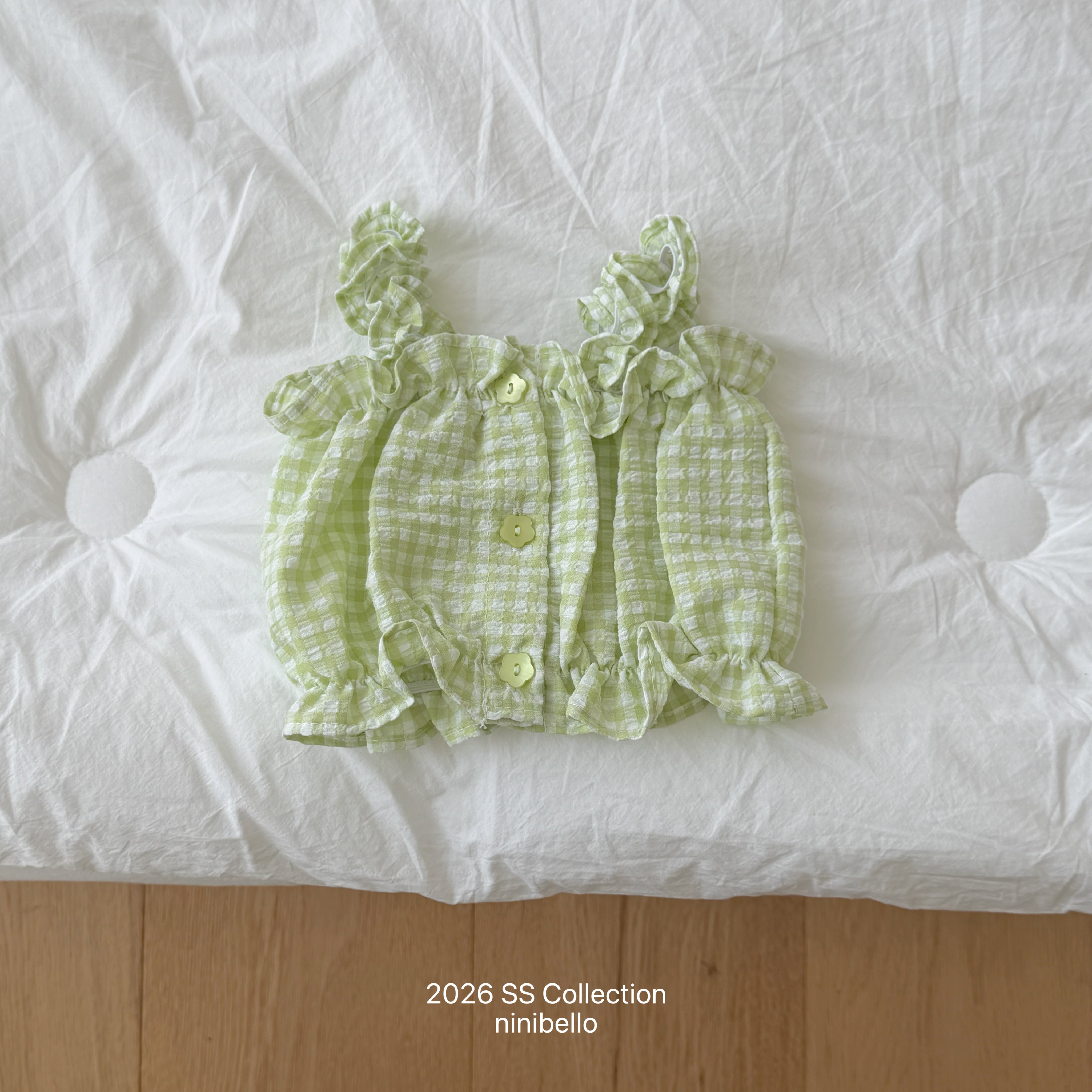 ［ninibello］Mychew check frill tops