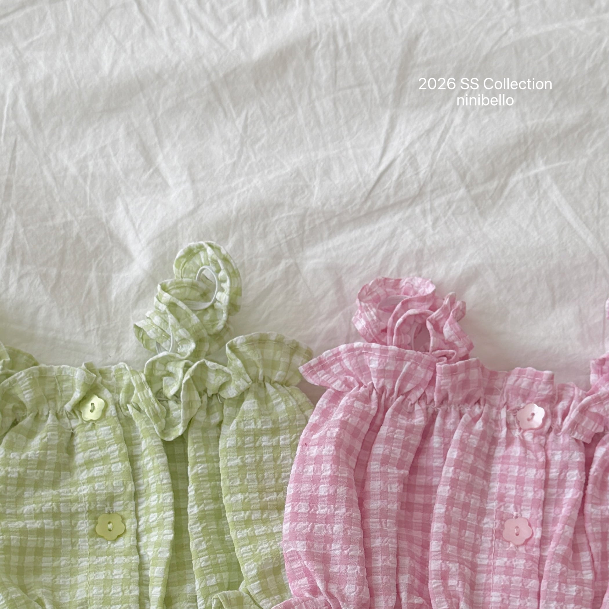 ［ninibello］Mychew check frill tops