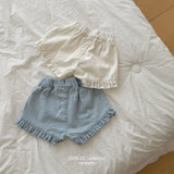 ［ninibello］Heart frill denim pants