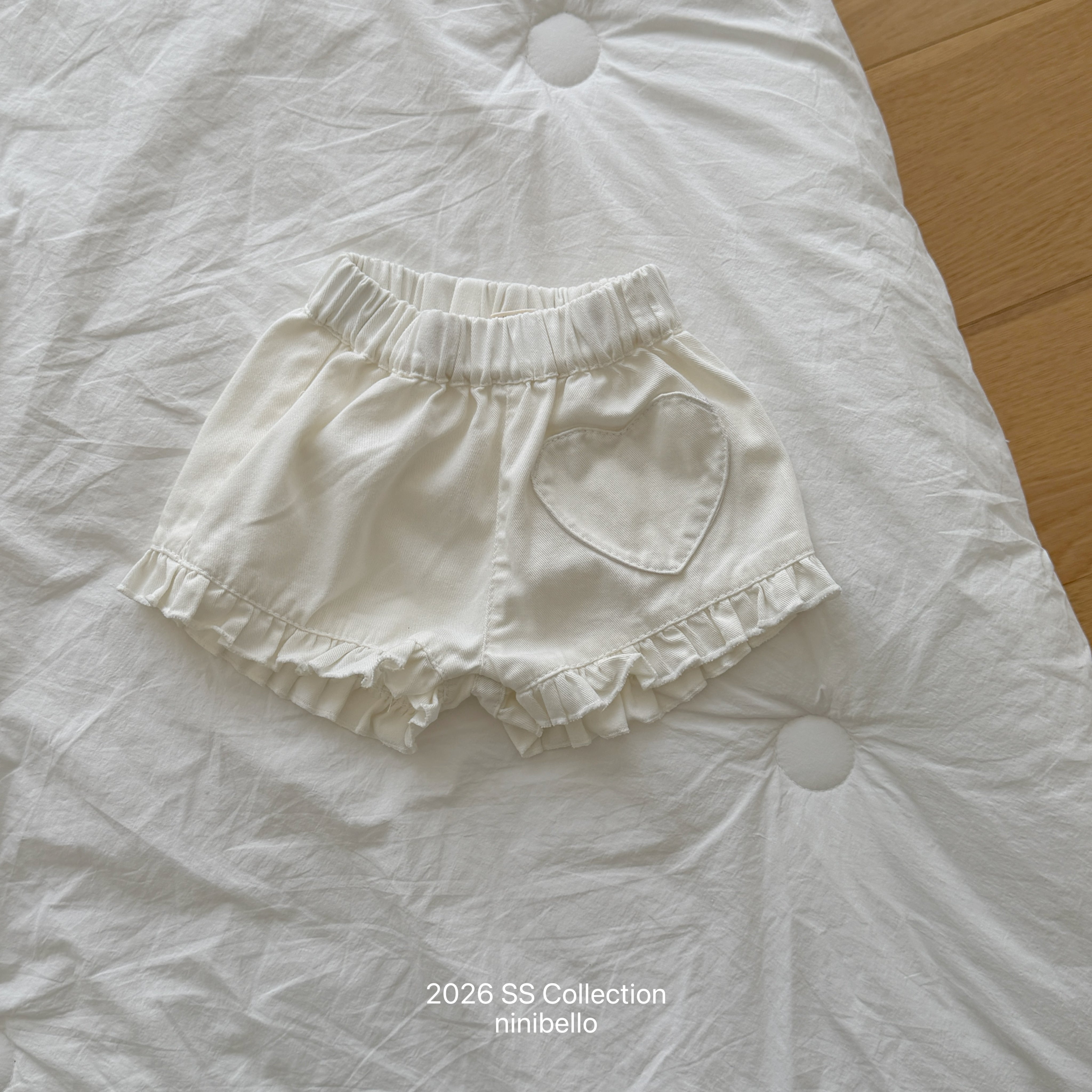 ［ninibello］Heart frill denim pants