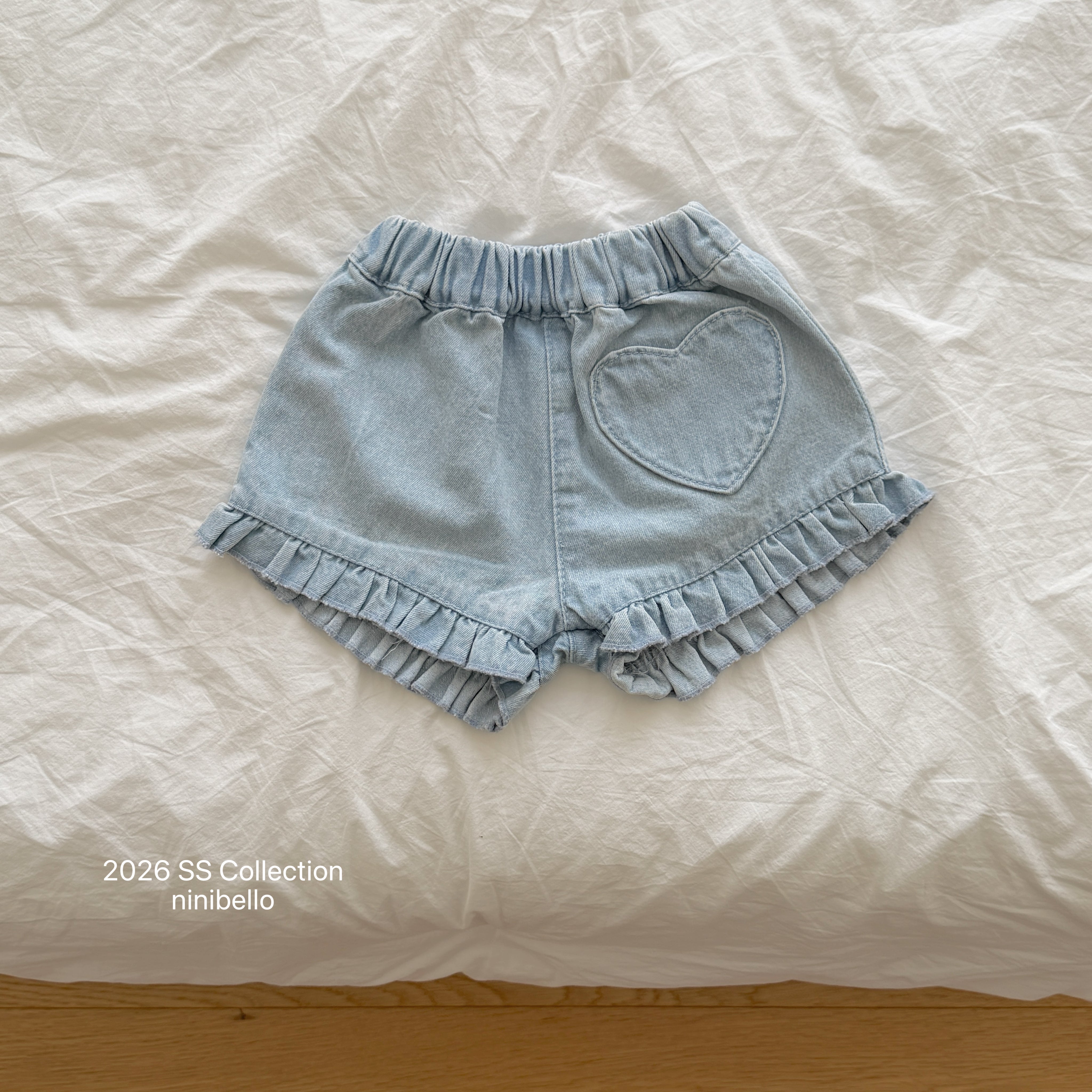 ［ninibello］Heart frill denim pants