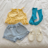 ［ninibello］Heart frill denim pants