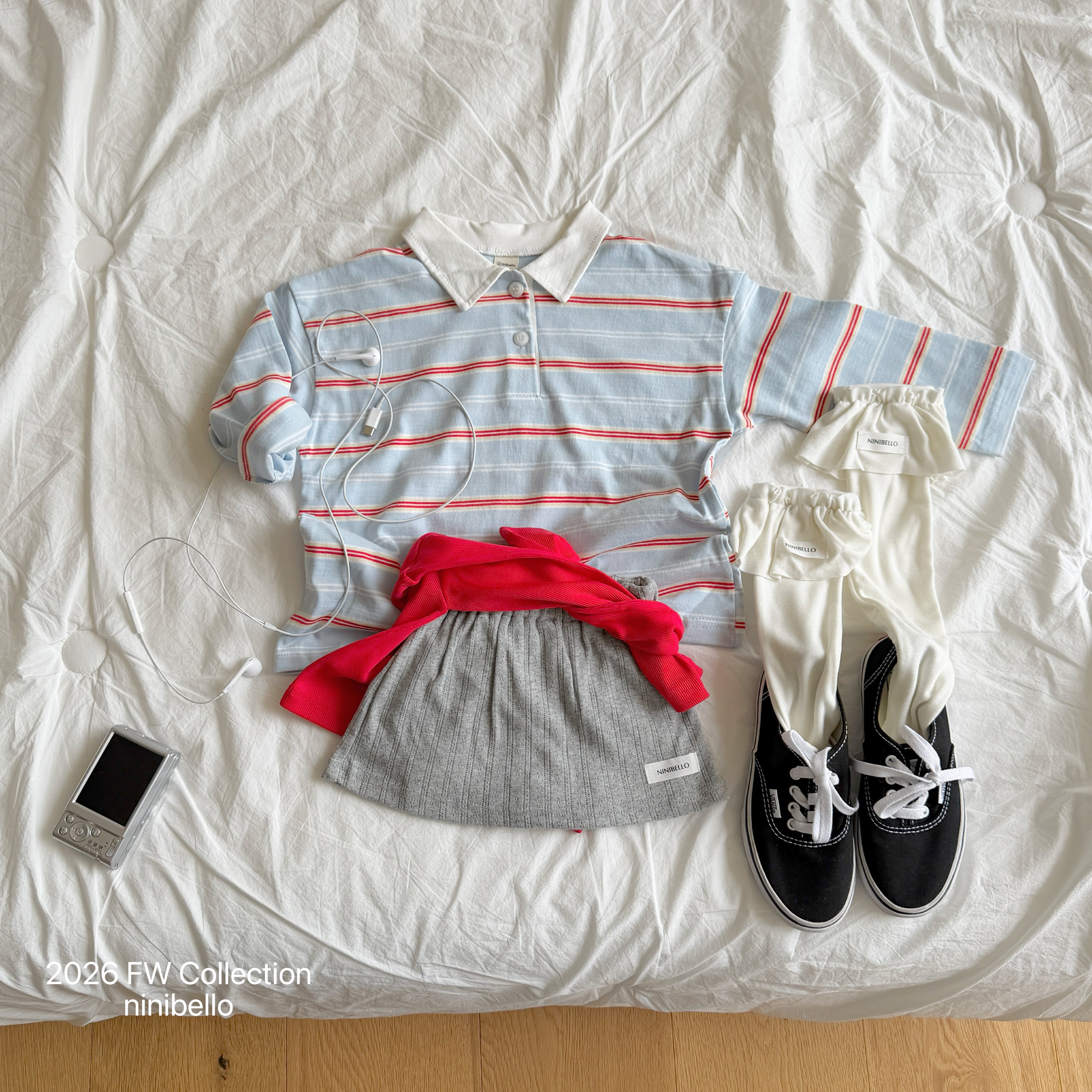 ［ninibello］Milky stripe collar tee (kids)