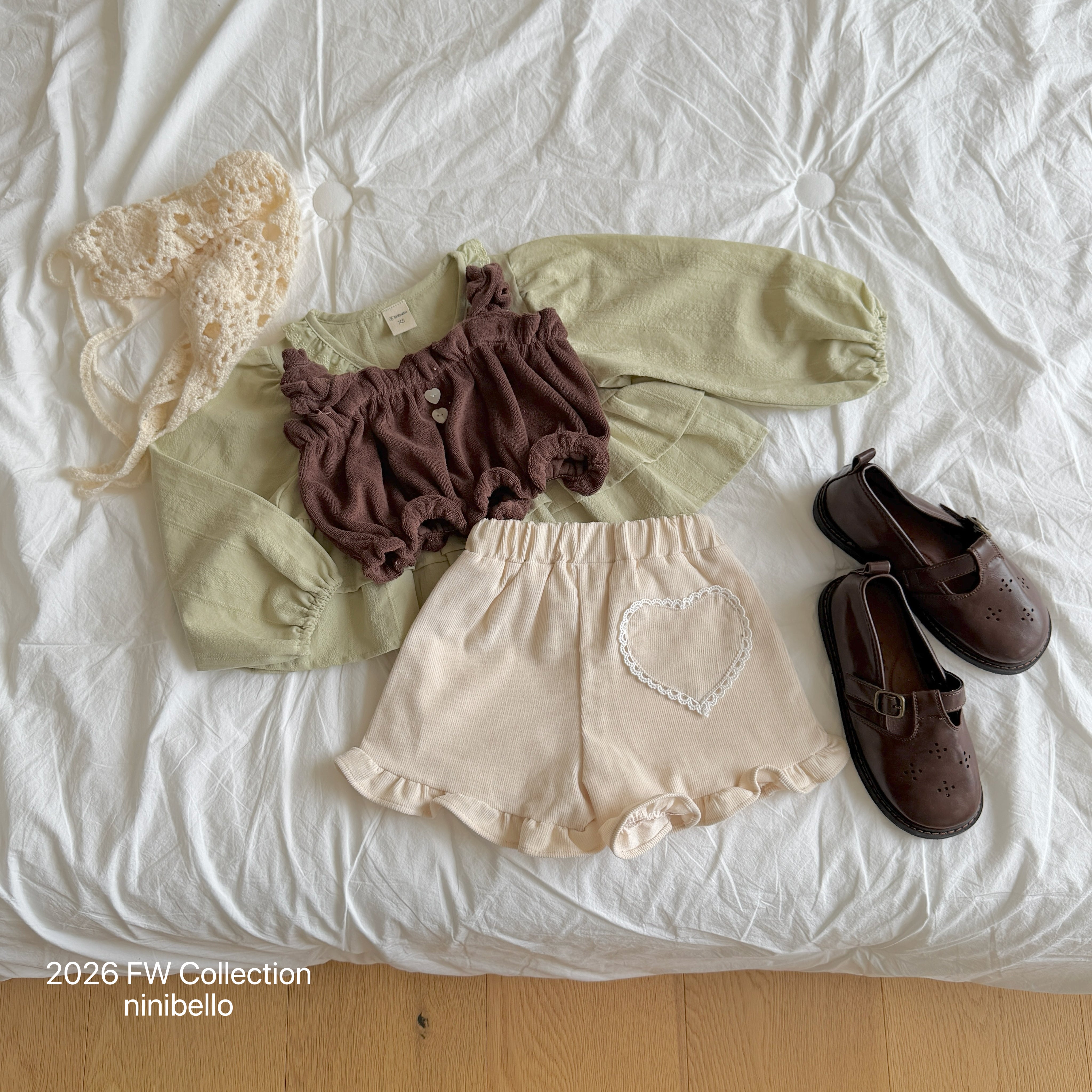［ninibello］Heart corduroy frill pants