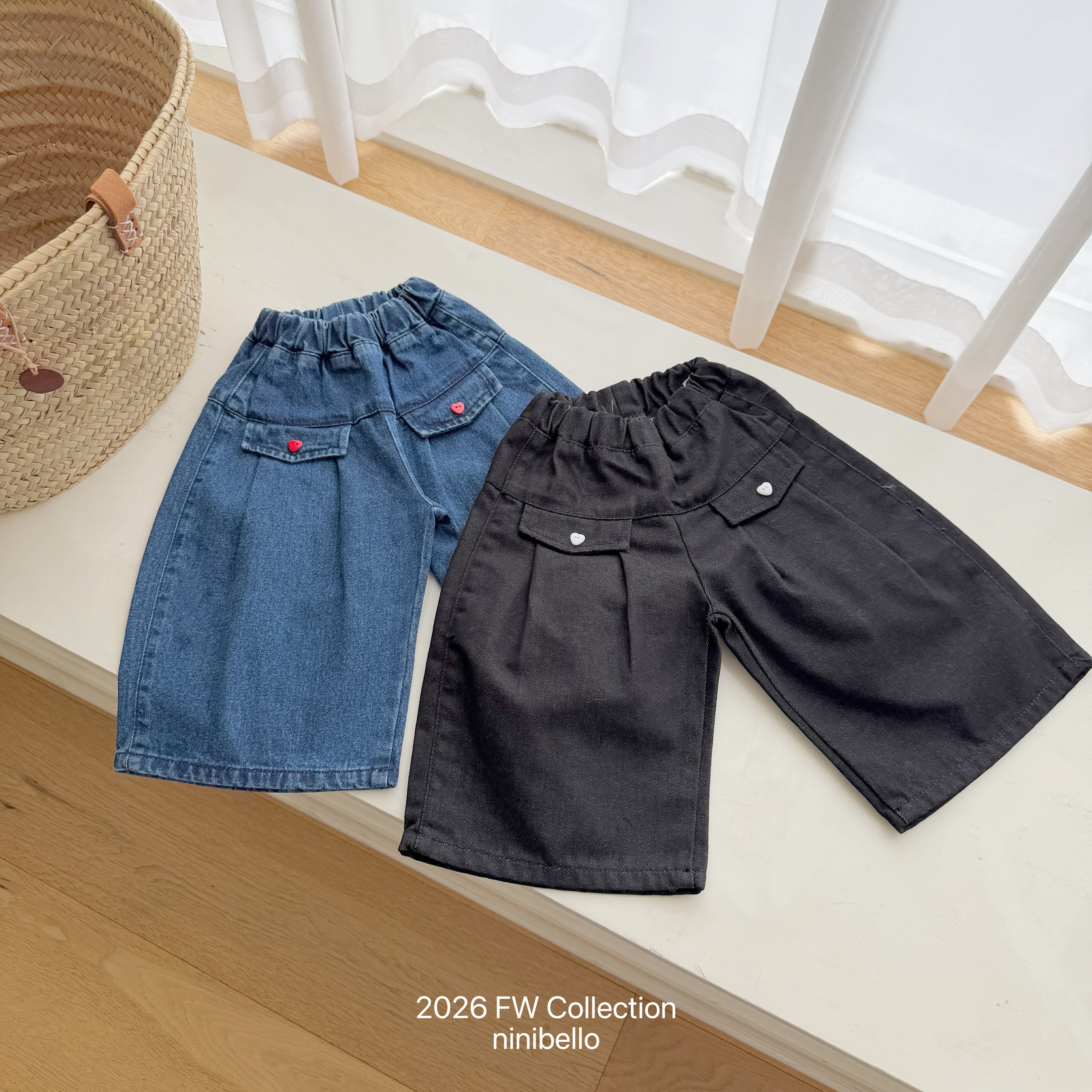 ［ninibello］Eve wide denim pants