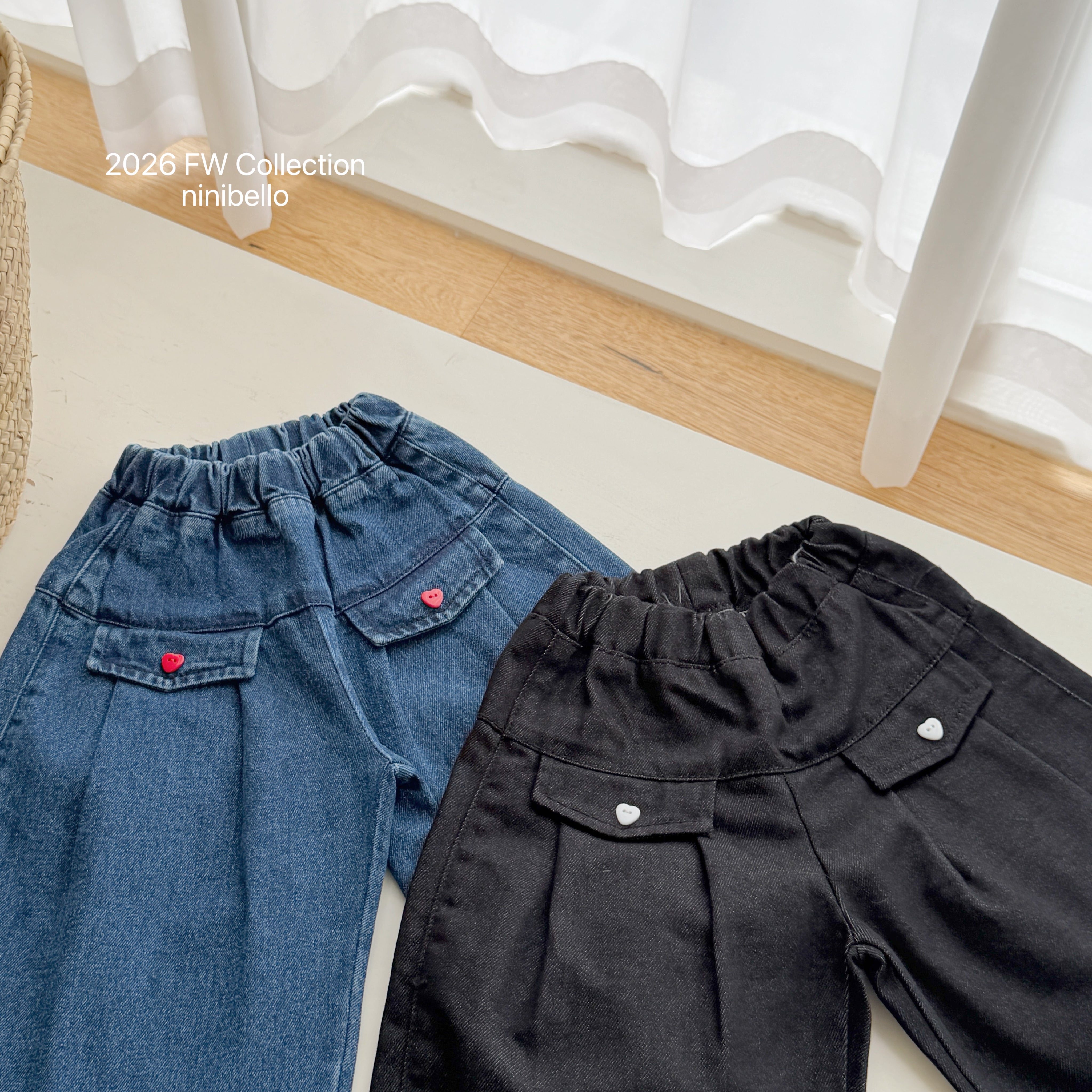［ninibello］Eve wide denim pants