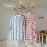 ［ninibello］Milky stripe collar tee (adult)