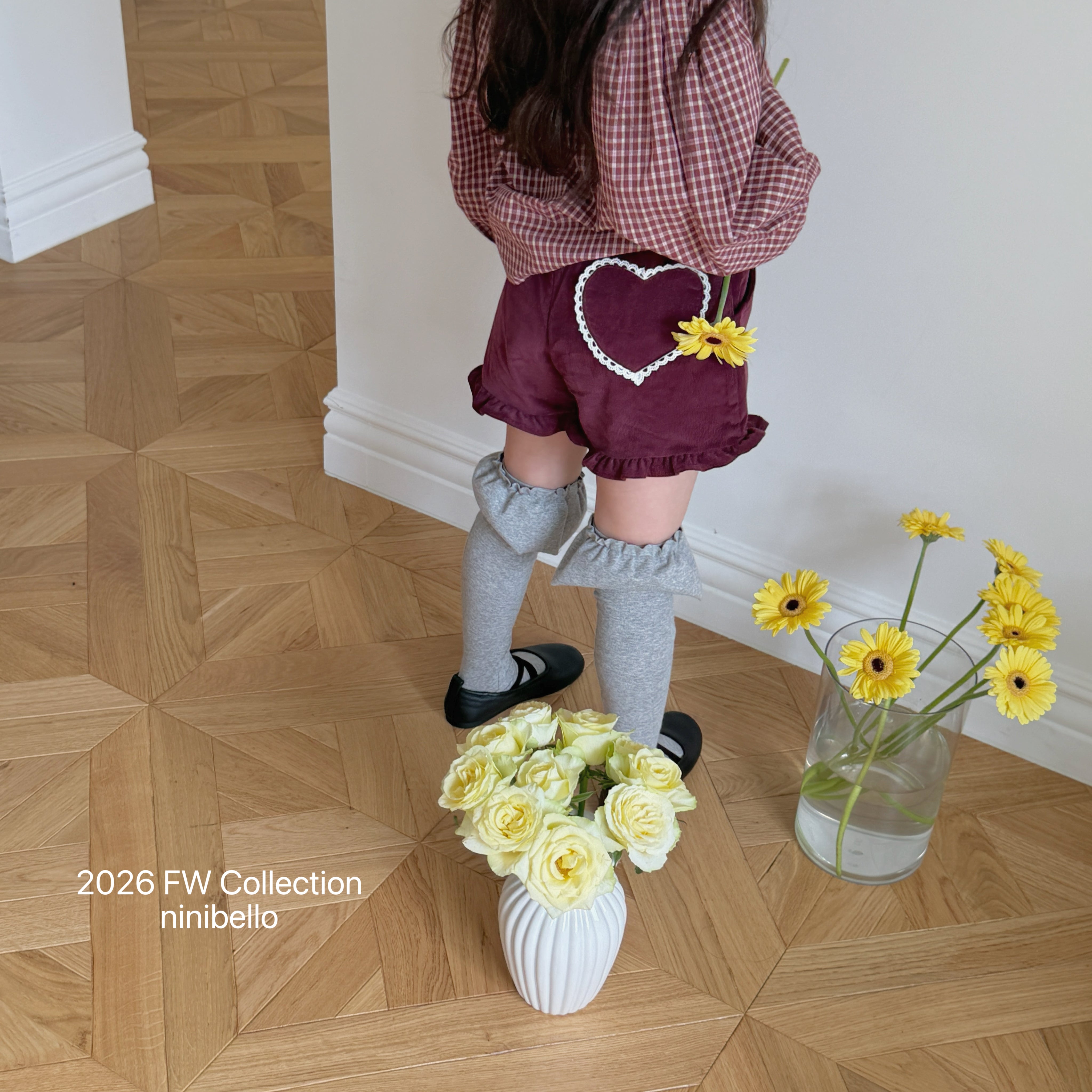 ［ninibello］Heart corduroy frill pants