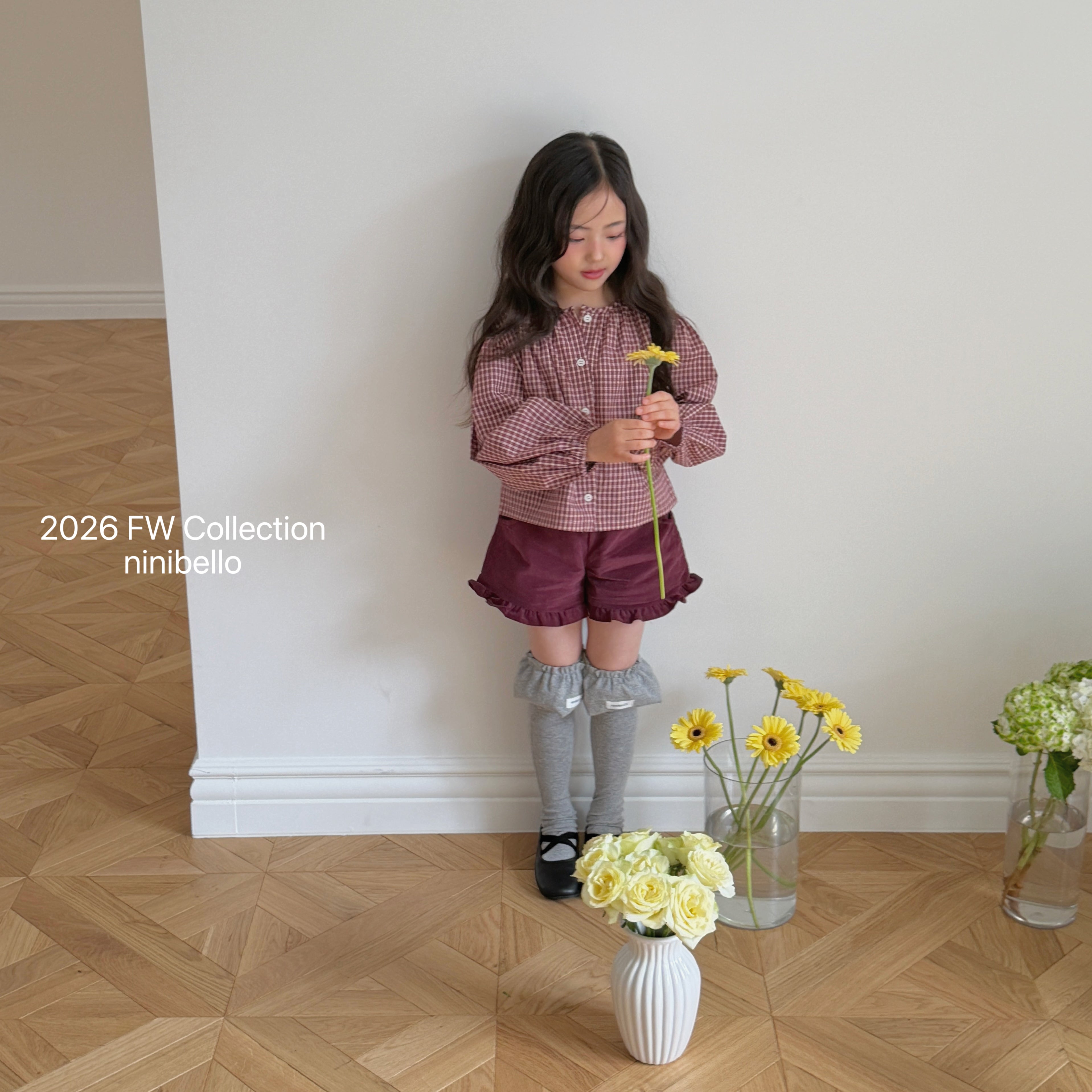 ［ninibello］Heart corduroy frill pants